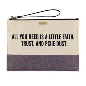NWT KATE SPADE x DISNEY CLUTCH WRISTLET PINK GLITTER Faith Trust Pixie Dust